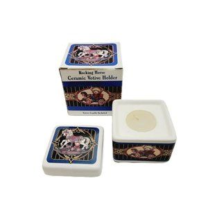 Christmas Rocking Horse Ceramic Votive/Tea Light/Candle Holder! New Open Box